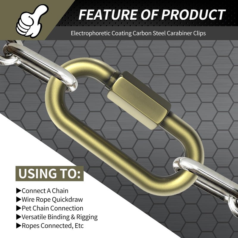 Fetoatar 2.3" Chain Quick Links, 8 Pcs 1/4" Marine Grade Screw Chain Links, Large Opening Chain Connector Chain Coupler, 900 Lbs Capacity - Image 5